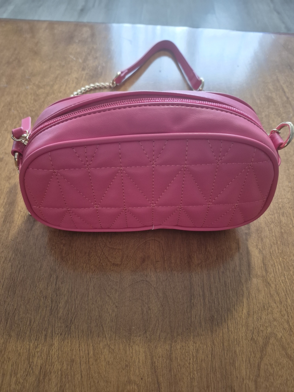 Women's Quilted Pink Crossbody Bag with Chain Handle